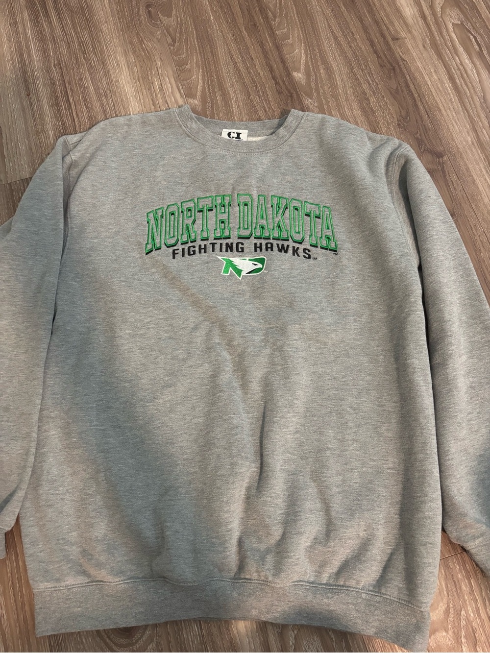 CI Gray North Dakota Fighting Hawks Crewneck Sweatshirt
